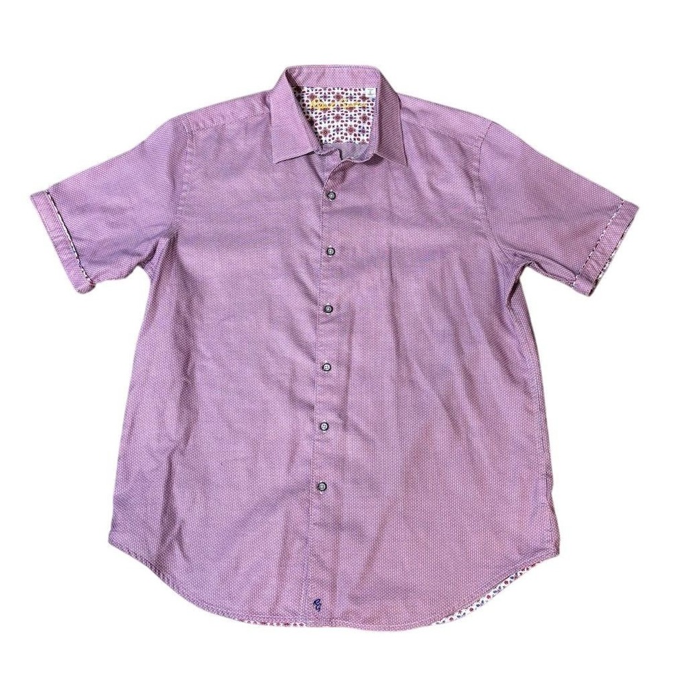 Robert Graham Men's L Pink Check Short Sleeve Button-Up‎ Shirt